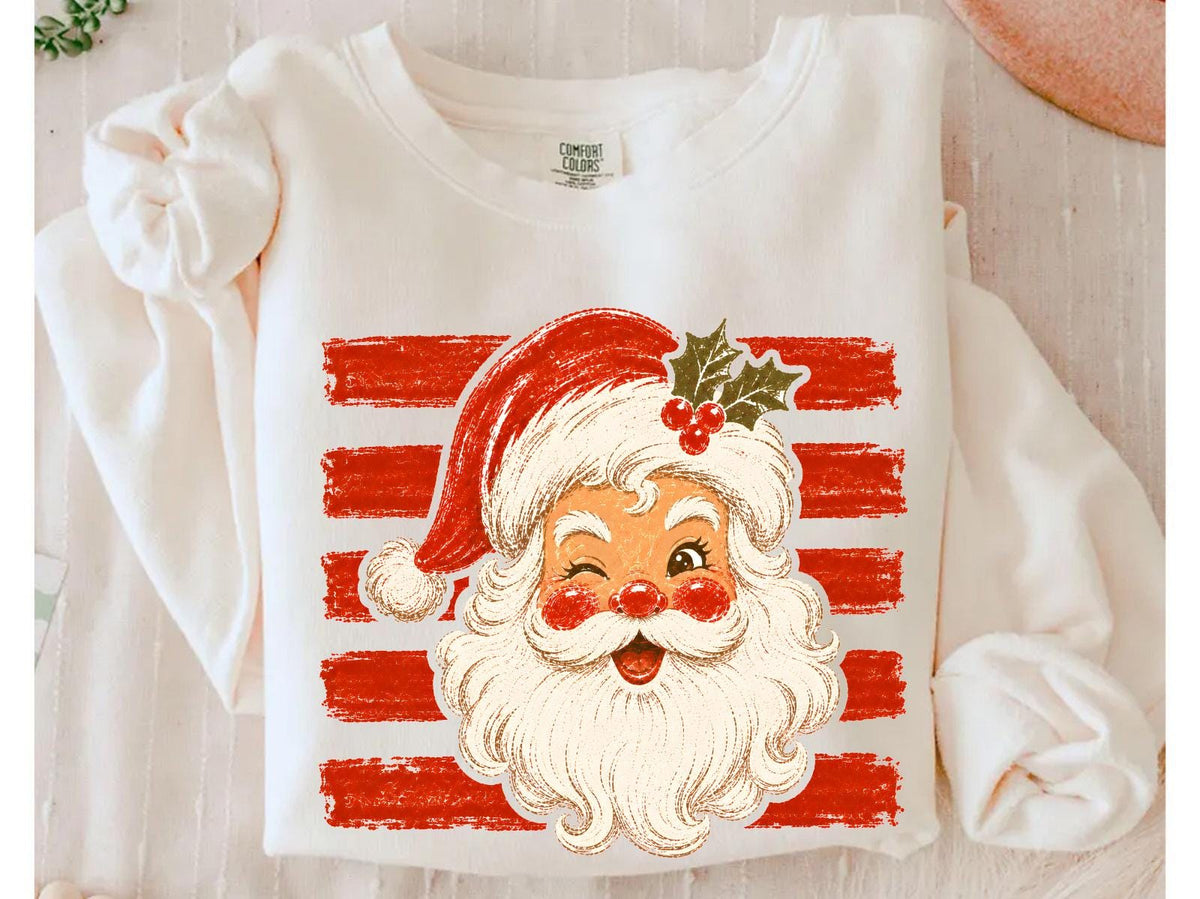 Retro Striped Santa Claus Christmas DTF Transfer