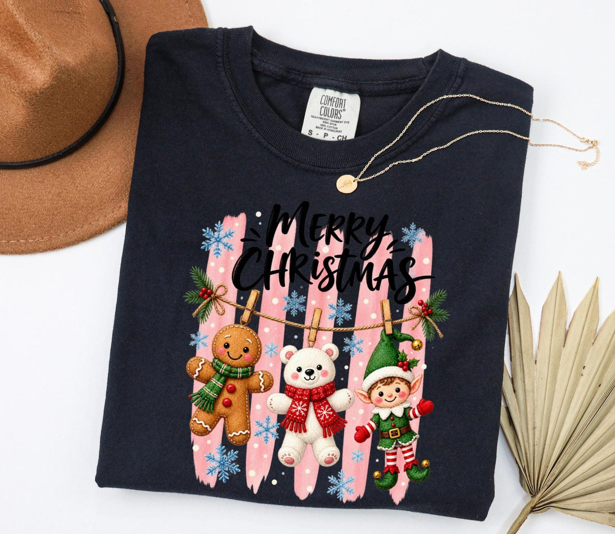 Merry Christmas DTF Transfer – Cute Gingerbread Bear Elf Ready to Press Heat Transfer
