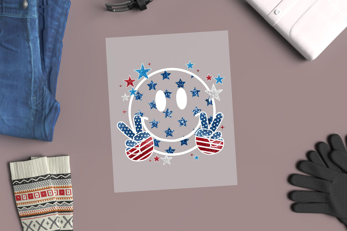 Smiley Face 4th of July DTF Transfer