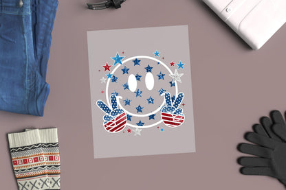 Smiley Face 4th of July DTF Transfer
