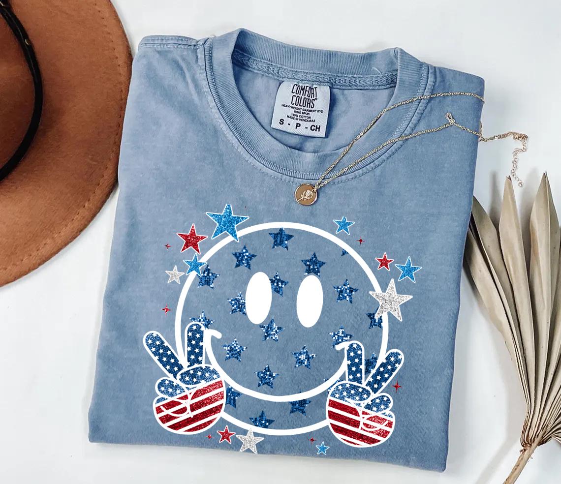 Smiley Face 4th of July DTF Transfer
