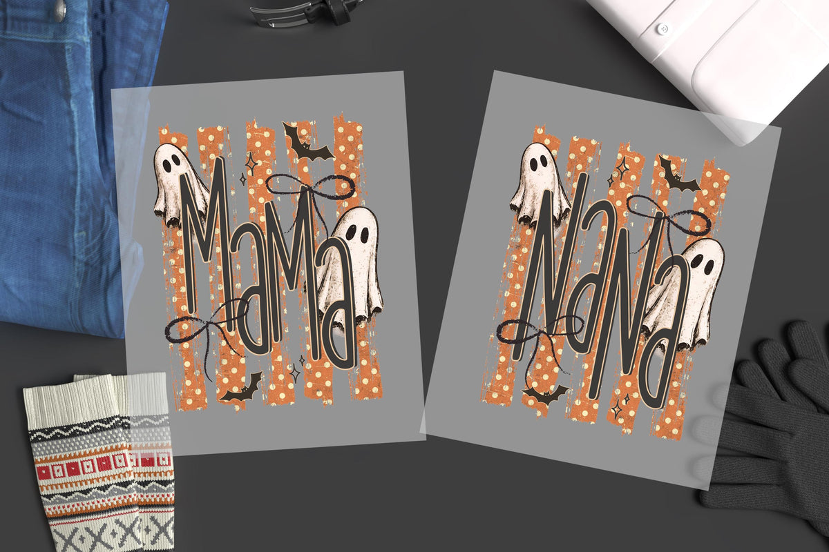 Custom Halloween Mama DTF Transfer – Personalized Mimi Nana Gigi Ghost Heat Transfer