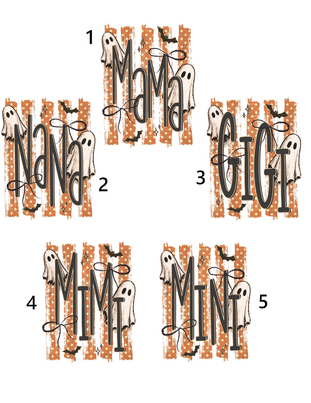 Custom Halloween Mama DTF Transfer – Personalized Mimi Nana Gigi Ghost Heat Transfer