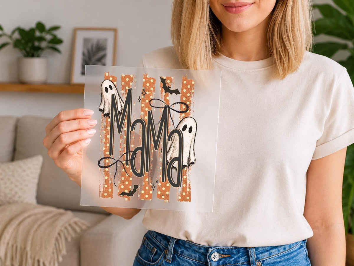Custom Halloween Mama DTF Transfer – Personalized Mimi Nana Gigi Ghost Heat Transfer