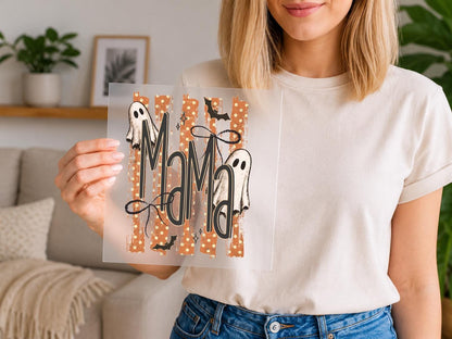 Custom Halloween Mama DTF Transfer – Personalized Mimi Nana Gigi Ghost Heat Transfer
