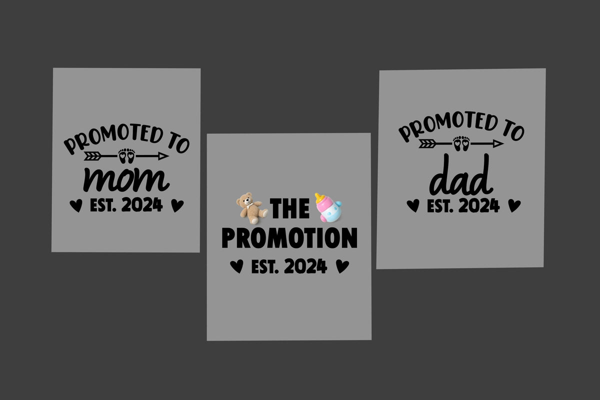 Promoted To Mom Dad DTF Transfer