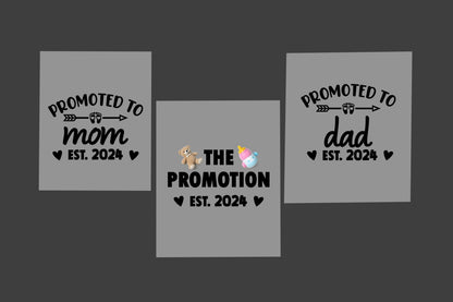 Promoted To Mom Dad DTF Transfer