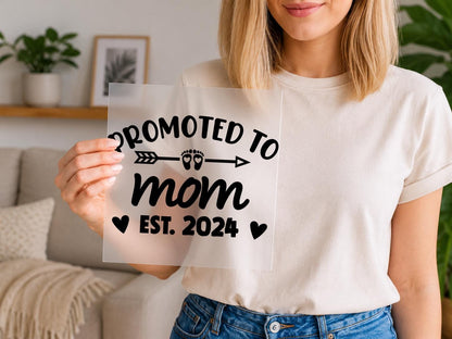 Promoted To Mom Dad DTF Transfer