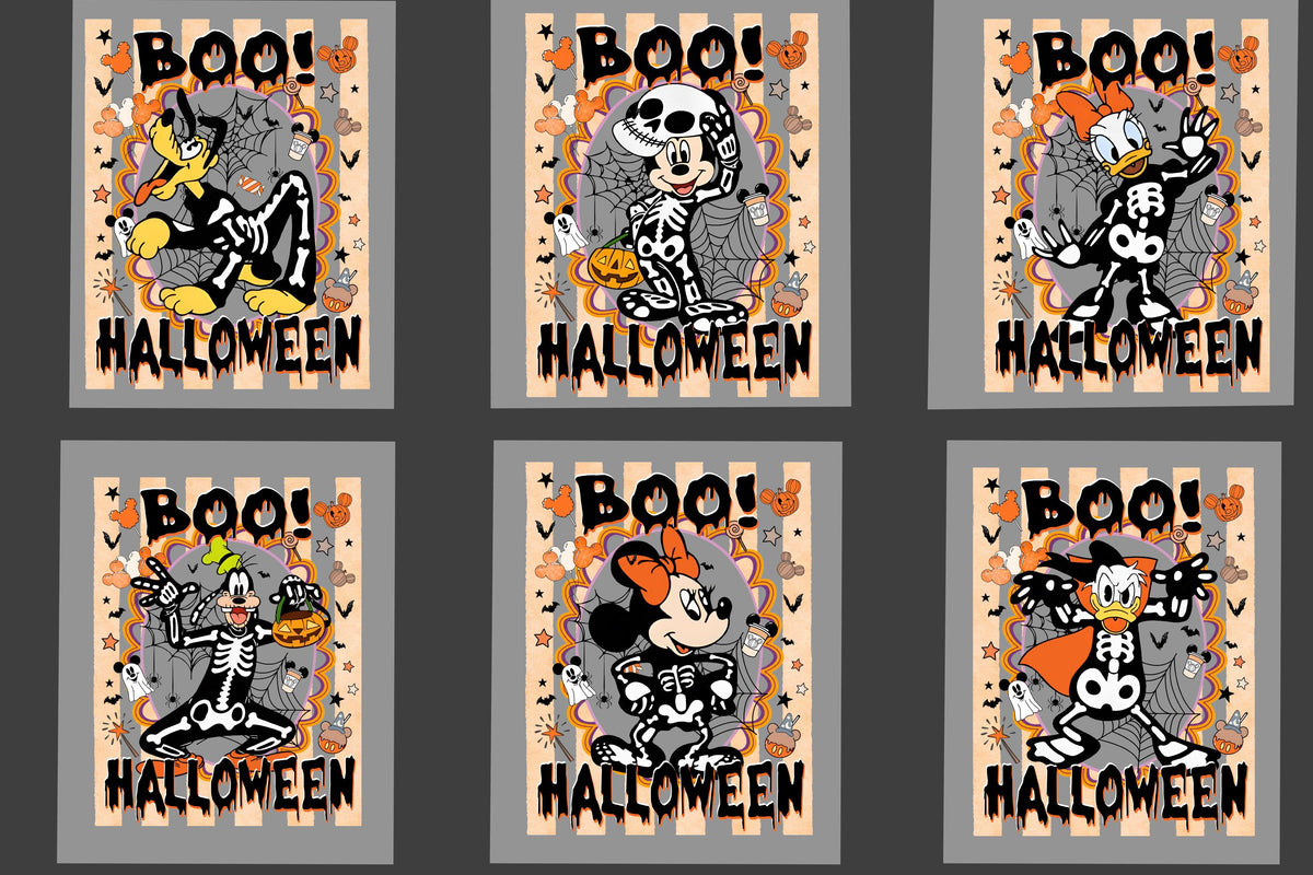 Custom Mickey and Friends Halloween DTF Transfer – Disney Halloween Skeleton Costume Shirt Design