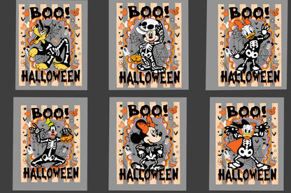 Custom Mickey and Friends Halloween DTF Transfer – Disney Halloween Skeleton Costume Shirt Design