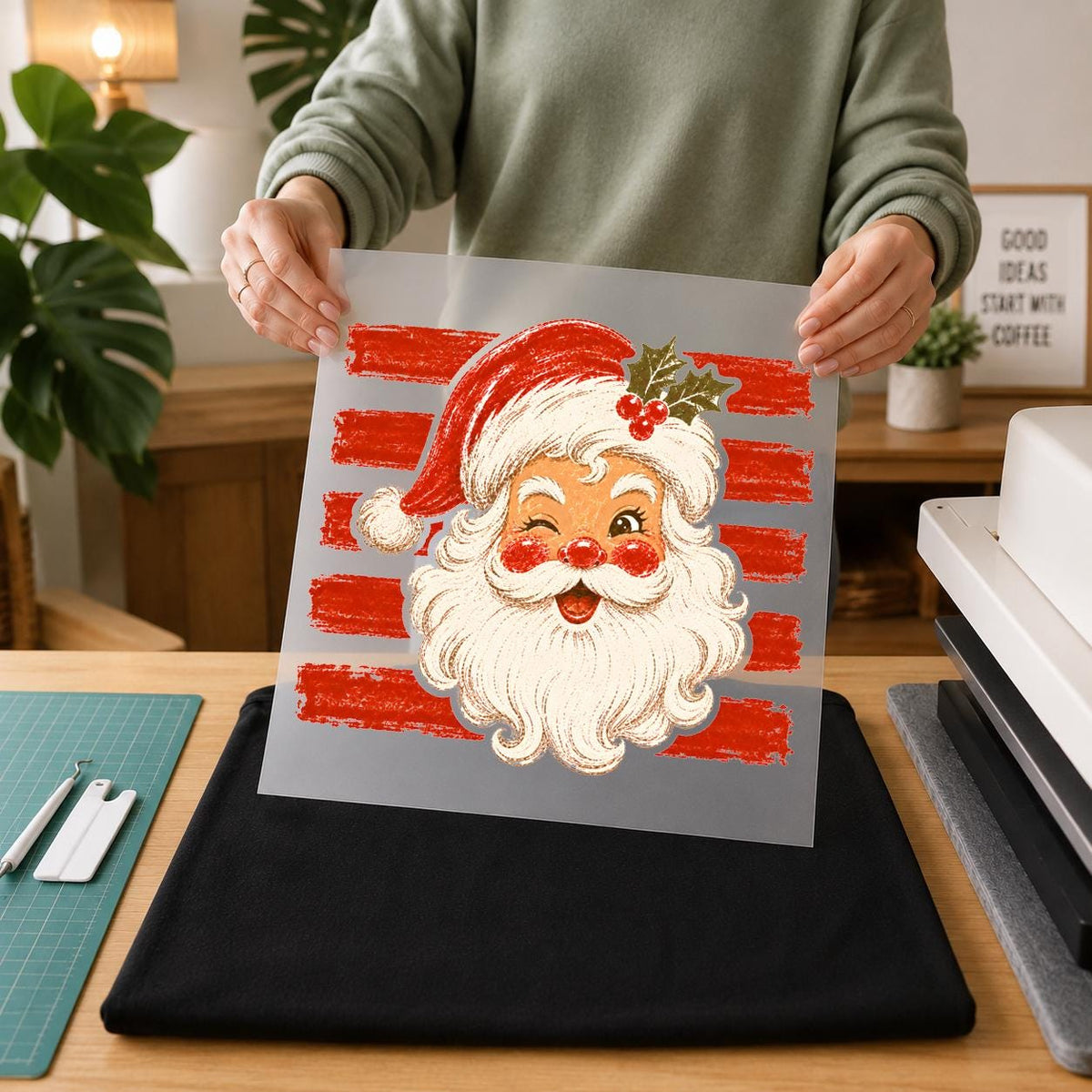 Retro Striped Santa Claus Christmas DTF Transfer
