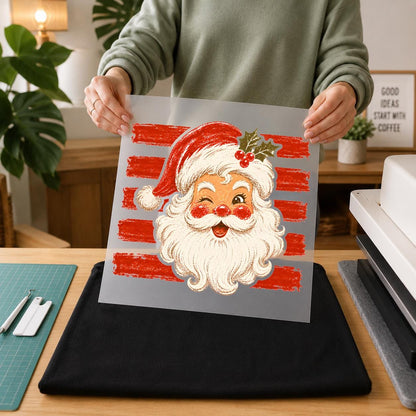 Retro Striped Santa Claus Christmas DTF Transfer