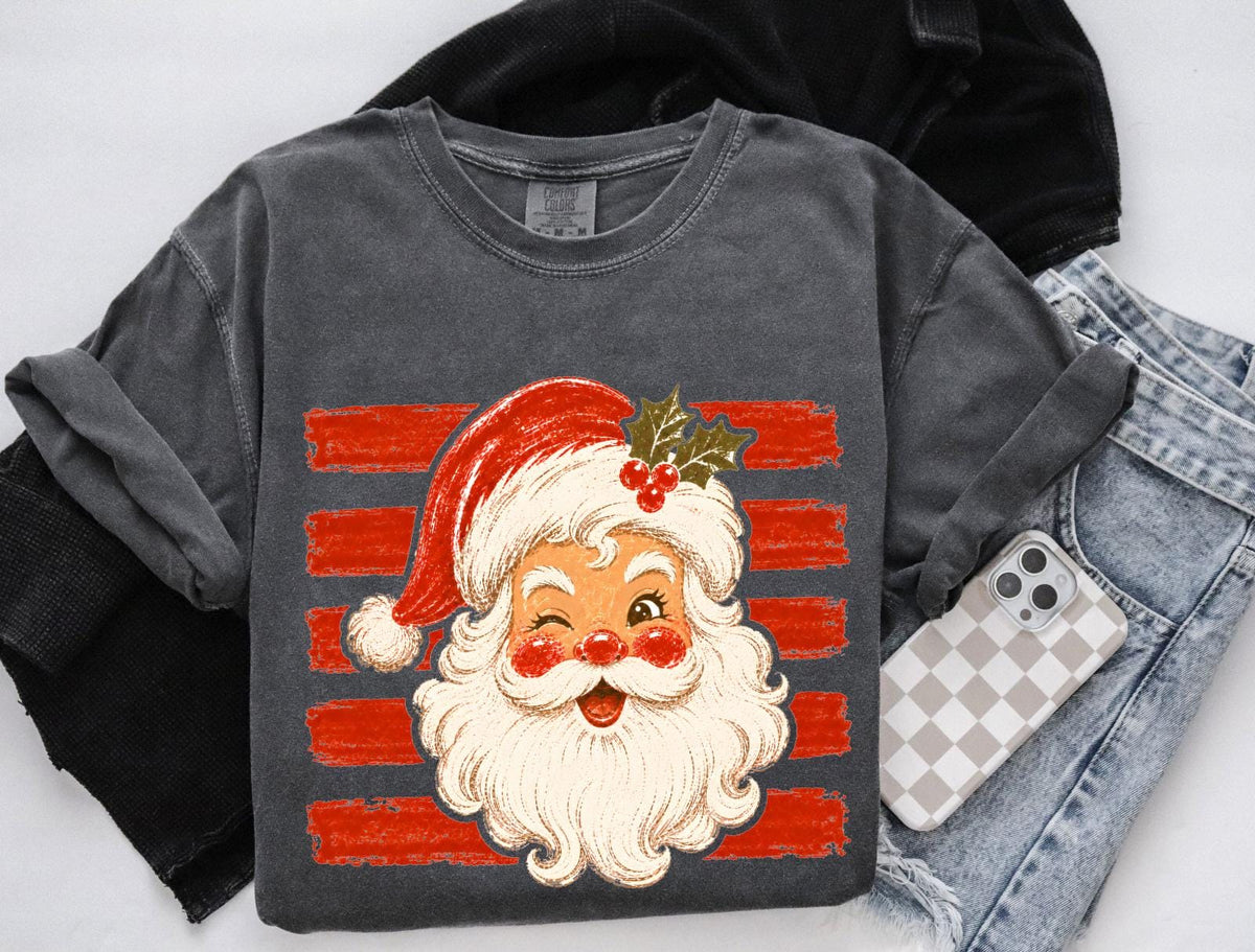 Retro Striped Santa Claus Christmas DTF Transfer