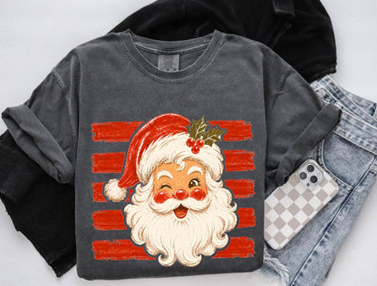 Retro Striped Santa Claus Christmas DTF Transfer