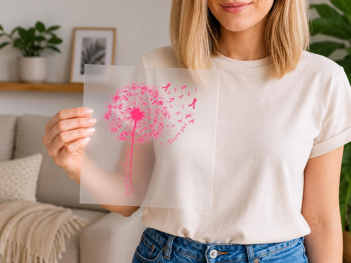Breast Cancer Awareness Dandelion DTF Transfer