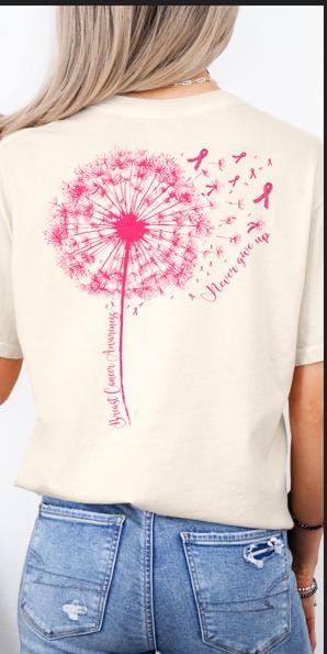 Breast Cancer Awareness Dandelion DTF Transfer