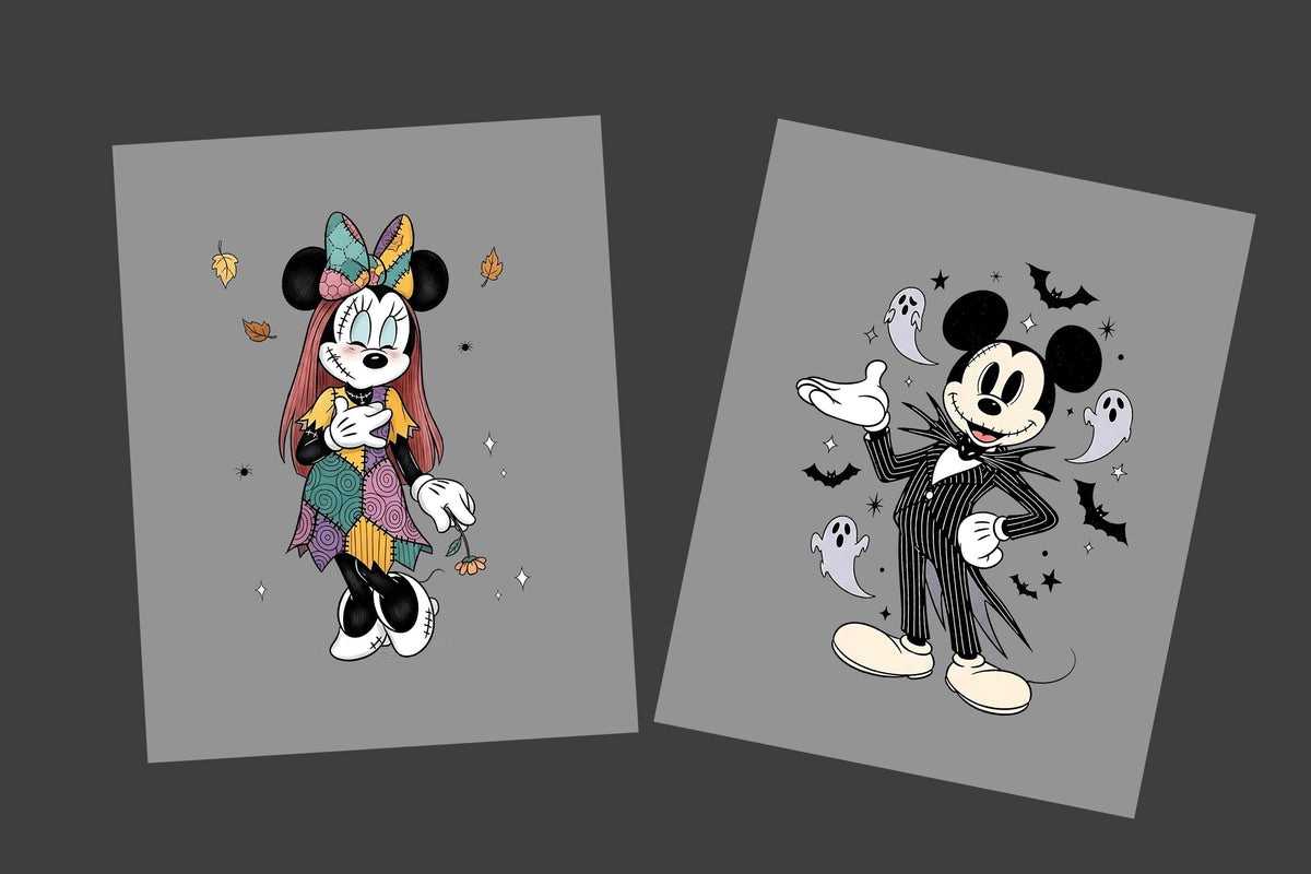 Mickey and Minnie Halloween Couple DTF Transfer