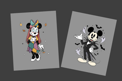 Mickey and Minnie Halloween Couple DTF Transfer