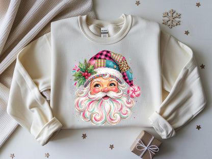 Faux Patchwork Santa DTF Transfer