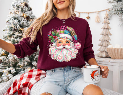 Faux Patchwork Santa DTF Transfer