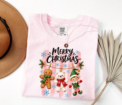 Merry Christmas DTF Transfer – Cute Gingerbread Bear Elf Ready to Press Heat Transfer