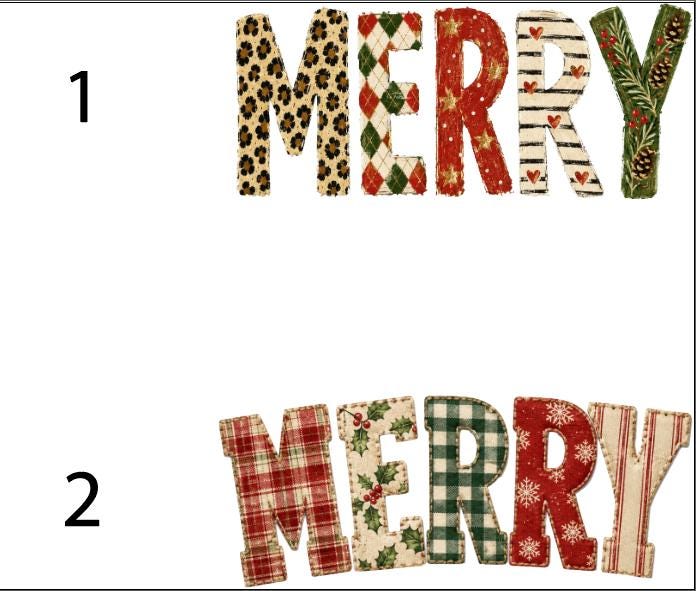 Merry Christmas DTF Transfer – Faux Patchwork Plaid Leopard Ready to Press