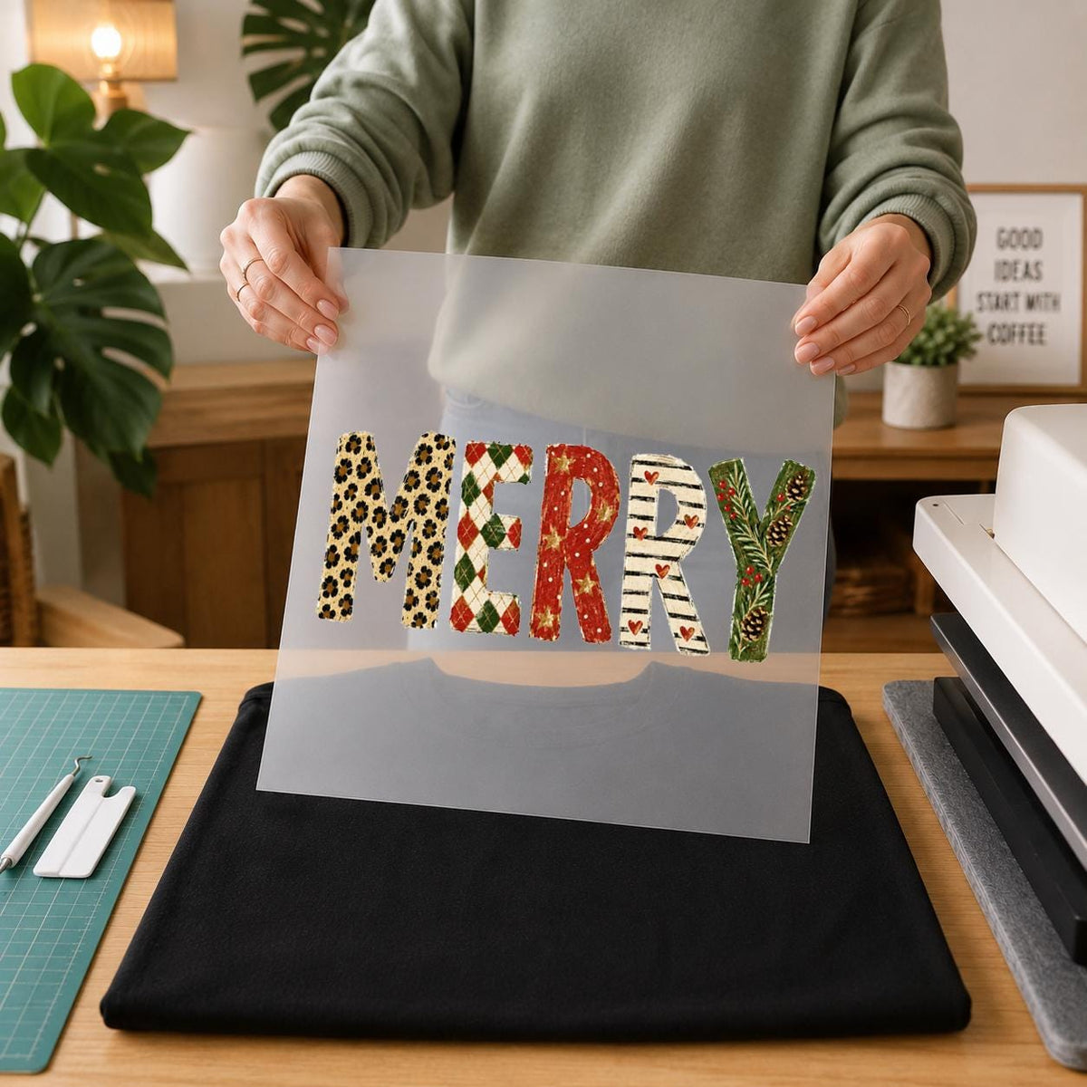 Merry Christmas DTF Transfer – Faux Patchwork Plaid Leopard Ready to Press