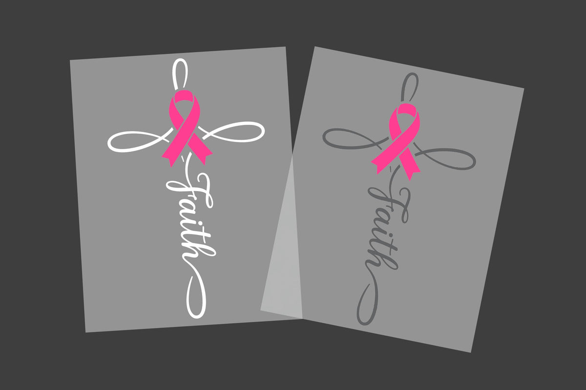 Breast Cancer Awareness Faith Cross DTF Transfer