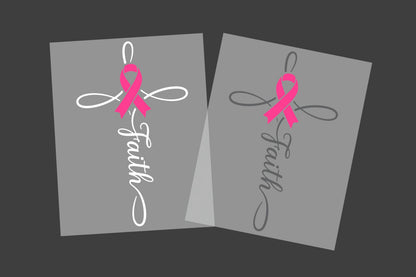 Breast Cancer Awareness Faith Cross DTF Transfer