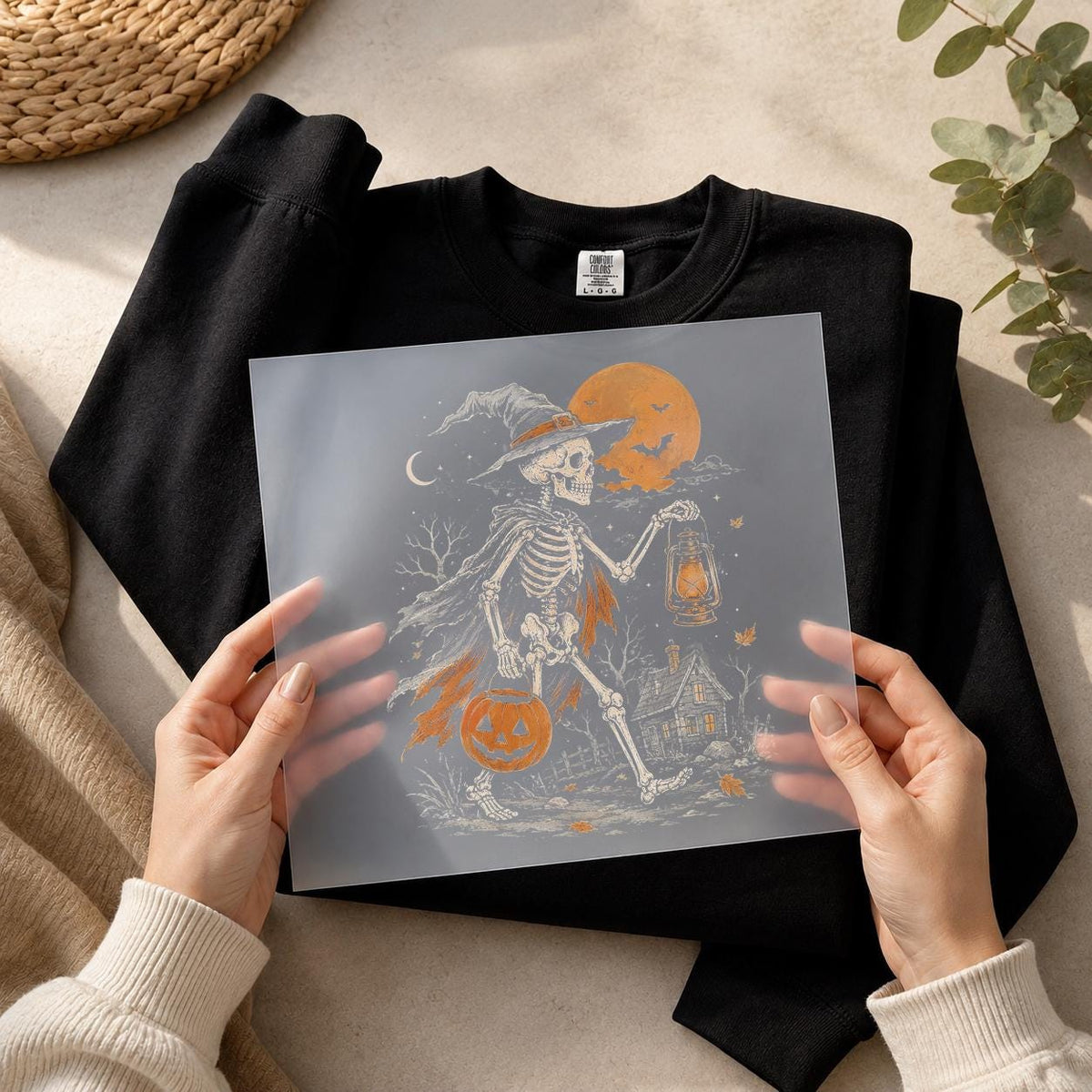 Witch Skeleton Halloween DTF Transfer