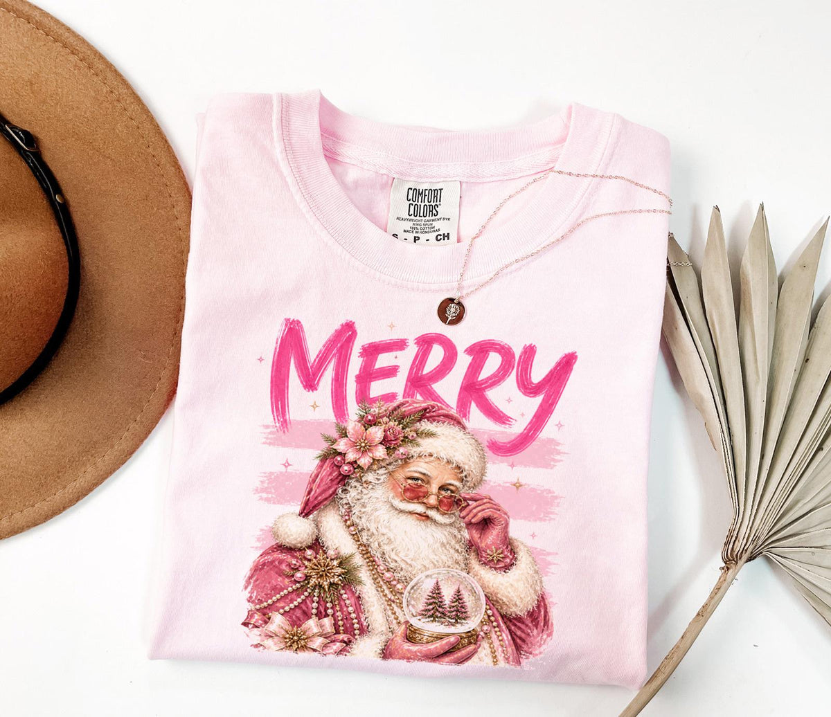Pink Santa DTF Transfer