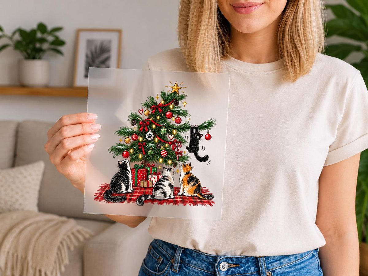 Cat Christmas Tree DTF Transfer