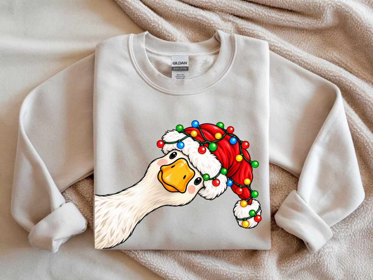 Funny Christmas Goose DTF Transfer – Santa Hat Goose Ready to Press