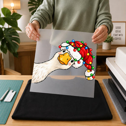 Funny Christmas Goose DTF Transfer – Santa Hat Goose Ready to Press