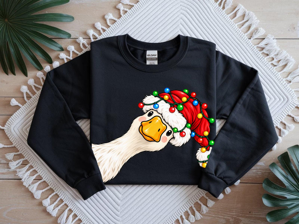 Funny Christmas Goose DTF Transfer – Santa Hat Goose Ready to Press