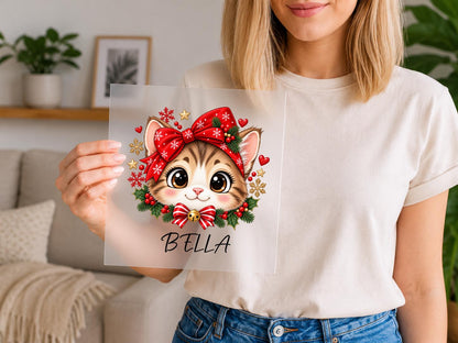 Custom Christmas Cat DTF Transfer