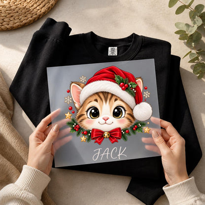 Custom Christmas Cat DTF Transfer
